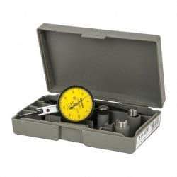Mitutoyo - 0.8 mm Range, 0.01 mm Dial Graduation, Horizontal Dial Test Indicator - 1.5748 Inch Yellow Dial, 0-40-0 Dial Reading, Accurate to 0.008 Inch - Industrial Tool & Supply