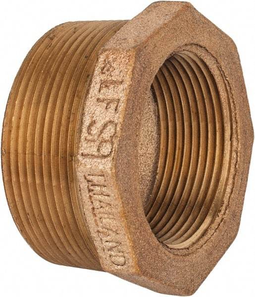Merit Brass - Class 125, 2 x 1-1/2" Internal Pipe, Lead Free Brass Hex Bushing - MNPT x FNPT - Industrial Tool & Supply