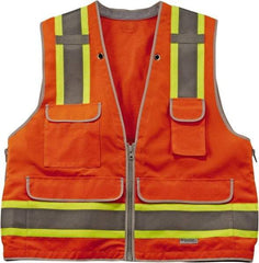 Ergodyne - Size 4X/5XL High Visibility Orange Mesh/Solid Surveyor's Vest - 58 to 64" Chest, ANSI/ISEA 107, Zipper Closure, 6 Pockets, Polyester - Industrial Tool & Supply