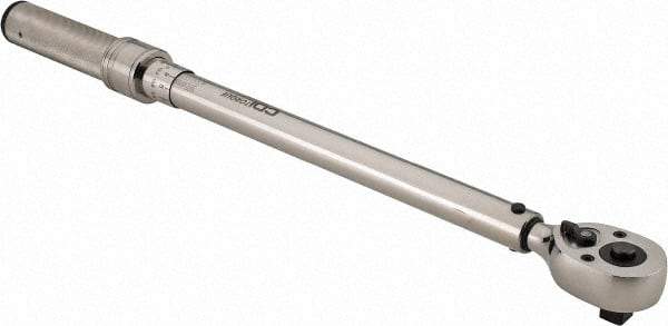 CDI - 1/2" Drive Micrometer Torque Wrench - 34 N/m to 197 N/m Torque, 19" OAL, 1.4 N/m Graduation, Pear Head - Industrial Tool & Supply