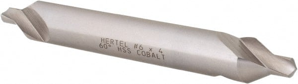 Hertel - #6 Plain Cut 60° Incl Angle Cobalt Combo Drill & Countersink - Industrial Tool & Supply