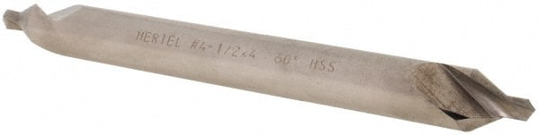 Hertel - #4-1/2 Plain Cut 60° Incl Angle High Speed Steel Combo Drill & Countersink - Industrial Tool & Supply