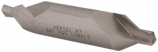 Hertel - #7 Plain Cut 60° Incl Angle Cobalt Combo Drill & Countersink - Industrial Tool & Supply