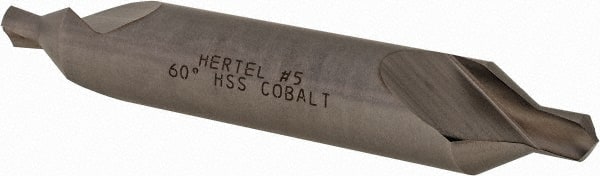 Hertel - #5 Plain Cut 60° Incl Angle Cobalt Combo Drill & Countersink - Industrial Tool & Supply