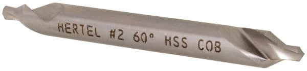 Hertel - #2 Plain Cut 60° Incl Angle Cobalt Combo Drill & Countersink - Industrial Tool & Supply