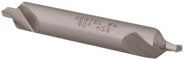 Hertel - #4 Plain Cut 90° Incl Angle High Speed Steel Combo Drill & Countersink - Industrial Tool & Supply