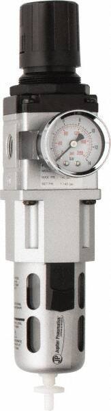 PRO-SOURCE - 3/8" NPT Port Intermediate 1 Piece Filter/Regulator FRL Unit - Polycarbonate Bowl, 77 SCFM, 145 Max psi, 8.66" High, Automatic Drain - Industrial Tool & Supply