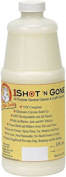 Bare Ground Solutions - 28oz of 1 Shot Graffiti Remover & Cleaner - 1 Shot Graffiti Remover is a 100% biodegradable and all-natural cleaner removes grease, spray paint, tar, markers and pencil from hard surfaces. - Industrial Tool & Supply