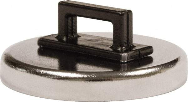 Mag-Mate - 14 Lb Max Pull Force, 3/16" Overall Height, 1.24" Diam, Ceramic Cup Magnet - Clamp Style, 3/8" Clamp Opening, Chrome Plated - Industrial Tool & Supply