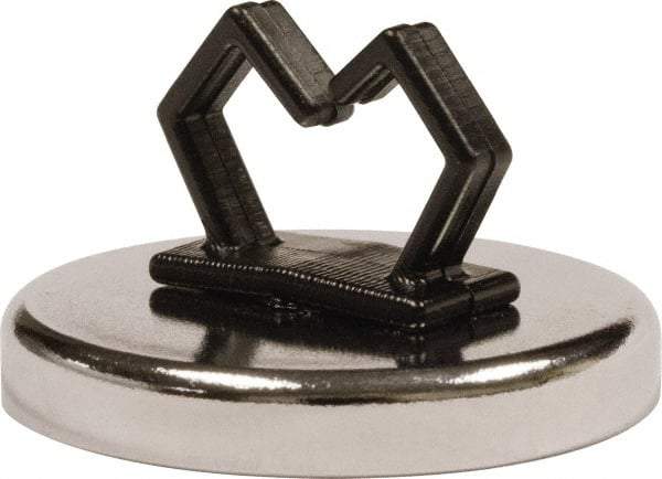 Mag-Mate - 14 Lb Max Pull Force, 3/16" Overall Height, 1.24" Diam, Ceramic Cup Magnet - Loop Style, 1" Clamp Opening, Chrome Plated - Industrial Tool & Supply