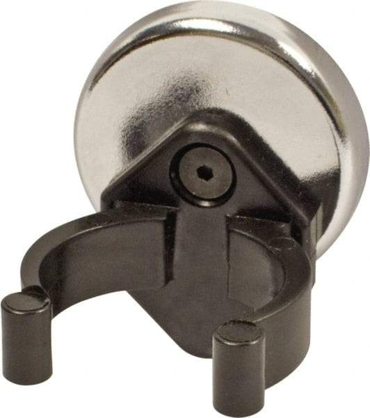 Mag-Mate - 22 Lb Max Pull Force, 9/32" Overall Height, 1.41" Diam, Ceramic Cup Magnet - Clamp Style, 1-3/8" Clamp Opening, Chrome Plated - Industrial Tool & Supply