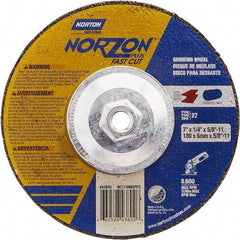 Norton - 7" Wheel Diam, 1/4" Wheel Thickness, Type 27 Depressed Center Wheel - Ceramic, Resinoid Bond, 8,600 Max RPM - Industrial Tool & Supply