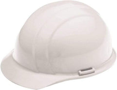 Ability One - ANSI Type I, Class E Rated, 4-Point, Ratchet Adjustment Hard Hat - White, Standard Brim - Industrial Tool & Supply