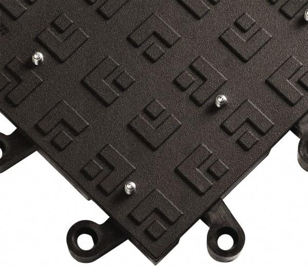 Wearwell - 18" Long x 18" Wide x 7/8" Thick, Anti-Fatigue Modular Matting Solid Grid - Male & Female, 4 Interlocking Sides, Black, For Dry Areas, Series 554 - Industrial Tool & Supply