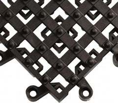 Wearwell - 18" Long x 18" Wide x 7/8" Thick, Anti-Fatigue Modular Matting Open Grid - Male & Female, 4 Interlocking Sides, Black, For Dry & Wet Areas, Series 553 - Industrial Tool & Supply