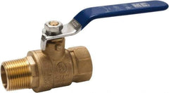 Midwest Control - 1/2" Pipe, Full Port, Brass Full Port Ball Valve - 2 Piece, MNPT x FNPT Ends, Vinyl Coated Metal Handle, 600 WOG, 150 WSP - Industrial Tool & Supply