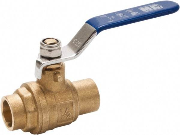Midwest Control - 1" Pipe, Full Port, Brass Full Port Ball Valve - 2 Piece, C x C Ends, Vinyl Coated Metal Handle, 600 WOG, 150 WSP - Industrial Tool & Supply