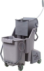 Unger - 32 Qt Plastic Bucket & Wringer - 21" Long x 20" High x 15" Wide, Gray, Aluminum Handle - Industrial Tool & Supply