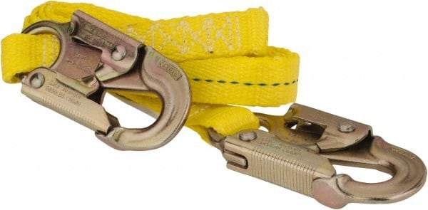 PRO-SAFE - 6' Long, 350 Lb Capacity, 1 Leg Locking Snap Hook Harness Lanyard - Polyester Webbing, Locking Snap Hook Anchorage Connection - Industrial Tool & Supply