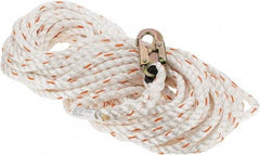 PRO-SAFE - 100' Long, 350 Lb Capacity, 1 Leg Locking Snap Hook Harness Lifeline - 5/8" Diam, Poly-Blend Rope, Locking Snap Hook Anchorage Connection - Industrial Tool & Supply