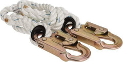 PRO-SAFE - 6' Long, 350 Lb Capacity, 1 Leg Locking Snap Hook Harness Lanyard - 1/2" Diam, Filament Nylon Rope, Locking Snap Hook Anchorage Connection - Industrial Tool & Supply
