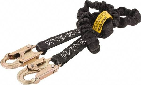 PRO-SAFE - 6' Long, 310 Lb Capacity, 1 Leg Locking Snap Hook Harness Shock Absorbing Lanyard - Polyester Webbing, Locking Snap Hook Anchorage Connection - Industrial Tool & Supply