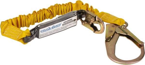 PRO-SAFE - 6' Long, 350 Lb Capacity, 1 Leg Locking Snap Hook Harness Shock Absorbing Lanyard - Polyester Webbing, Locking Rebar Snap Hook Anchorage Connection - Industrial Tool & Supply