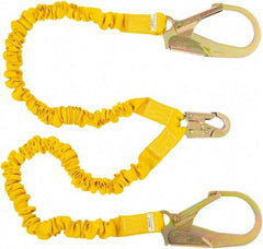 PRO-SAFE - 6' Long, 350 Lb Capacity, 2 Leg Locking Snap Hook Harness Shock Absorbing Lanyard - Polyester Webbing, Locking Rebar Snap Hook Anchorage Connection - Industrial Tool & Supply