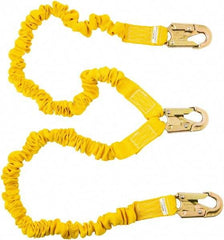 PRO-SAFE - 6' Long, 350 Lb Capacity, 2 Leg Locking Snap Hook Harness Shock Absorbing Lanyard - Polyester Webbing, Locking Snap Hook Anchorage Connection - Industrial Tool & Supply