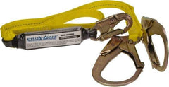 PRO-SAFE - 6' Long, 350 Lb Capacity, 2 Leg Locking Snap Hook Harness Shock Absorbing Lanyard - Polyester Webbing, Locking Rebar Snap Hook Anchorage Connection - Industrial Tool & Supply