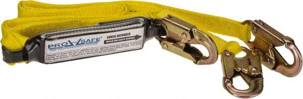 PRO-SAFE - 6' Long, 350 Lb Capacity, 2 Leg Locking Snap Hook Harness Shock Absorbing Lanyard - Polyester Webbing, Locking Snap Hook Anchorage Connection - Industrial Tool & Supply