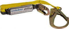 PRO-SAFE - 6' Long, 350 Lb Capacity, 1 Leg Locking Snap Hook Harness Shock Absorbing Lanyard - Polyester Webbing, Locking Rebar Snap Hook Anchorage Connection - Industrial Tool & Supply