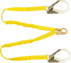 PRO-SAFE - 6' Long, 350 Lb Capacity, 2 Leg Locking Snap Hook Harness Shock Absorbing Lanyard - Polyester Webbing, Locking Rebar Snap Hook Anchorage Connection - Industrial Tool & Supply