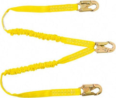 PRO-SAFE - 6' Long, 350 Lb Capacity, 2 Leg Locking Snap Hook Harness Shock Absorbing Lanyard - Polyester Webbing, Locking Snap Hook Anchorage Connection - Industrial Tool & Supply