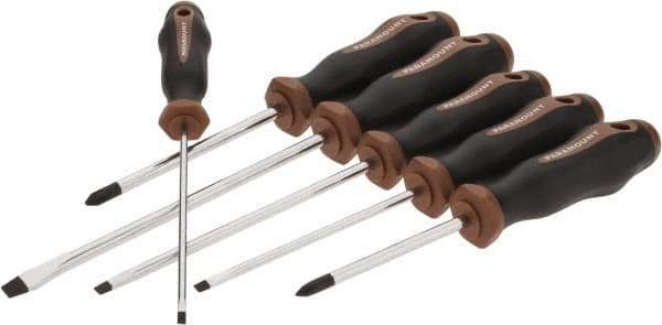 Paramount - 6 Piece Slotted & Phillips Screwdriver Set - Bit Sizes: Philips #1 & #2 - Industrial Tool & Supply