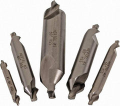 Hertel - #1 to 5, 1/8 to 7/16" Body Diam, 1/8" Point Diam, Plain Edge, High Speed Steel Combo Drill & Countersink Set - 0.0469 to 0.1875" Point Length, 1/8 to 2-3/4" OAL, Double End, Hertel Series Compatibility - Industrial Tool & Supply