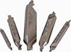 #1 to #5 Cobalt Combo Drill & Countersink Set 1/8 to 7/16″ Body Diam, 1/8 to 1/8″ Drill Point Diam, Double End, Plain Edge