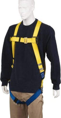 PRO-SAFE - 310 Lb Capacity, Size Universal, Full Body Lightweight Safety Harness - Polyester, Pass-Thru Leg Strap, Pass-Thru Chest Strap, Yellow/Blue - Industrial Tool & Supply