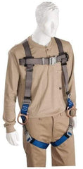 PRO-SAFE - 350 Lb Capacity, Size XL, Full Body Padded Quick Connect Safety Harness - Polyester, Quick Connect Leg Strap, Quick Connect Chest Strap, Black/Blue - Industrial Tool & Supply