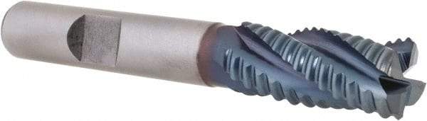 Hertel - 7/16" Diam, Coarse Pitch, 1" LOC, 4 Flute Cobalt Roughing Square End Mill - TiCN Finish, 2-11/16" OAL, 3/8" Shank Diam, Single End, Centercutting, 30° Helix - Industrial Tool & Supply