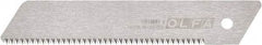 Olfa - 1 Piece Steel Serrated Blade - 142mm OAL, 5-37/64" Blade Length, 0.02" Blade Thickness - Industrial Tool & Supply