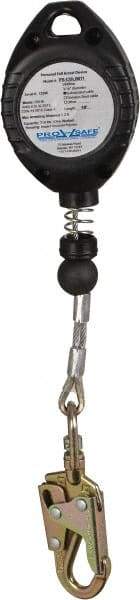 PRO-SAFE - 10' Long, 310 Lb Capacity, Galvanized Steel Cable Fall Limiter - 0.187" Diam, Swivel Locking Snap Hook Connector with Load Indicator, Self-Locking Carabiner Connector - Industrial Tool & Supply
