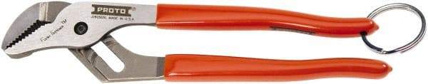 Proto - 16" OAL, 3-3/32" Jaw Width, 11 Position Tethered Tongue & Groove Pliers - V-Jaws, Vinyl Handles - Industrial Tool & Supply