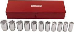 Proto - 11 Piece 3/4" Drive Deep Socket Set - 6 Points, 7/8 to 1-5/8", Inch Measurement Standard - Industrial Tool & Supply