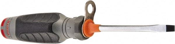 Proto - Tethered & Slotted Screwdriver - Round Shank, Ergonomic Handle - Industrial Tool & Supply