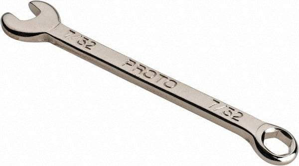 Proto - 7/32" 6 Point Combination Wrench - 3-5/64" OAL, Steel, Nickel Finish - Industrial Tool & Supply