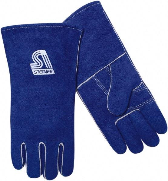 Steiner - Size L Cotton/Foam Lined Cowhide Welding Glove - 13" OAL, Gauntlet Cuff, Wing Thumb, Thumb Strap, For Stick/Arc - Industrial Tool & Supply