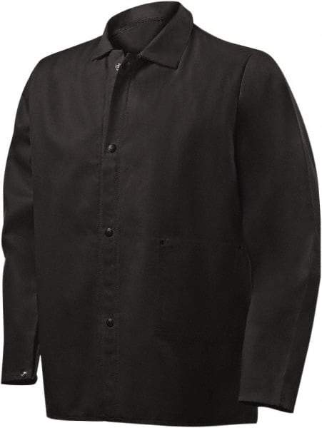 Steiner - Size XL Welding & Flame Resistant/Retardant Jacket - Black, Cotton, Snaps Closure, 52 to 54" Chest - Industrial Tool & Supply