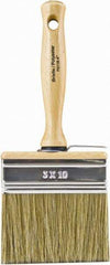 Wooster Brush - 4" Flat Hog/Polyester Stainer Brush - 2-9/16" Bristle Length, 5.44" Wood Threaded Wood Handle - Industrial Tool & Supply