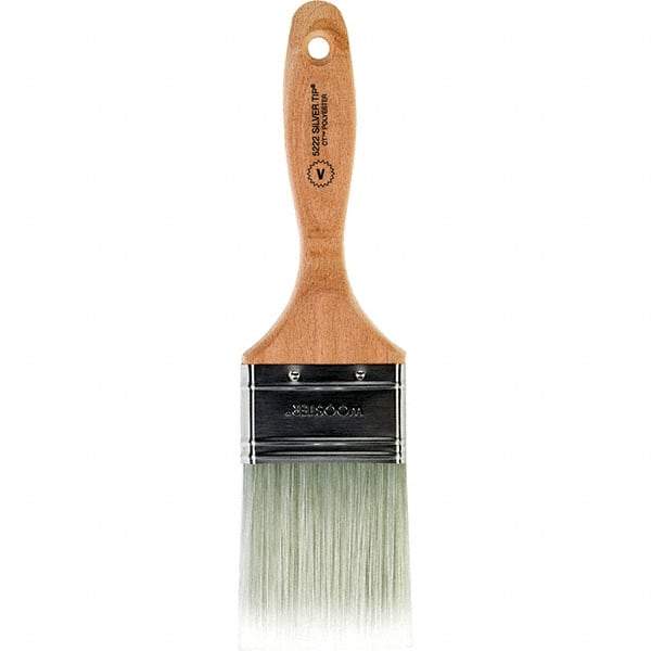 Wooster Brush - 2-1/2" Flat Synthetic Varnish Brush - 2-15/16" Bristle Length, 5.81" Wood Beavertail Handle - Industrial Tool & Supply